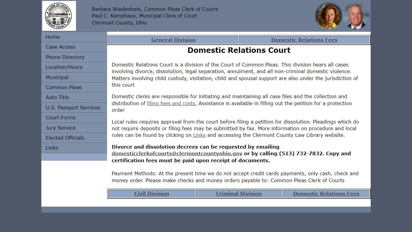 Common Pleas Court - Domestic Relations- Clermont County Courts ...